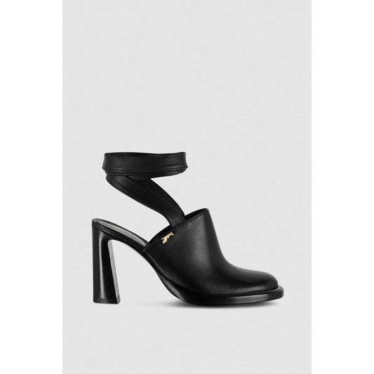 Black Calfskin Stiletto Heel Sandals
