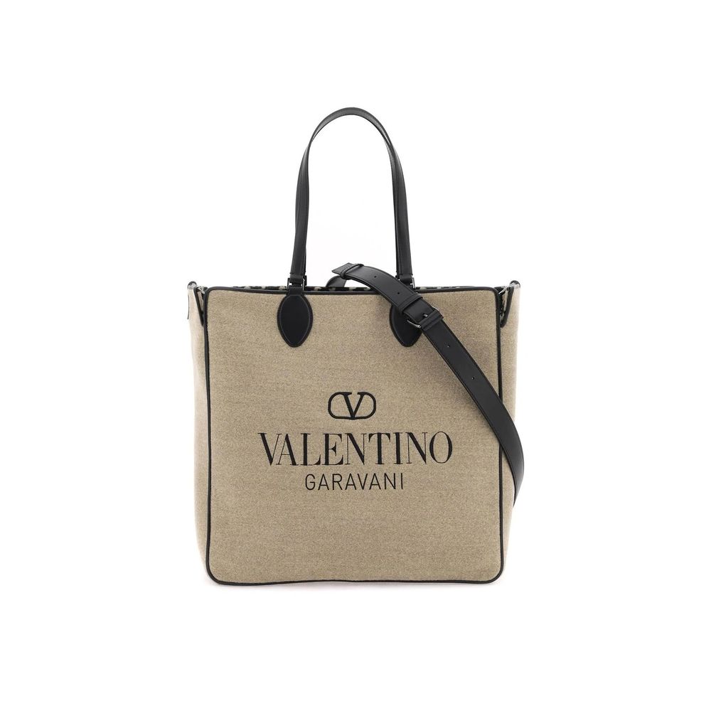 Beige Wool Tote Bag