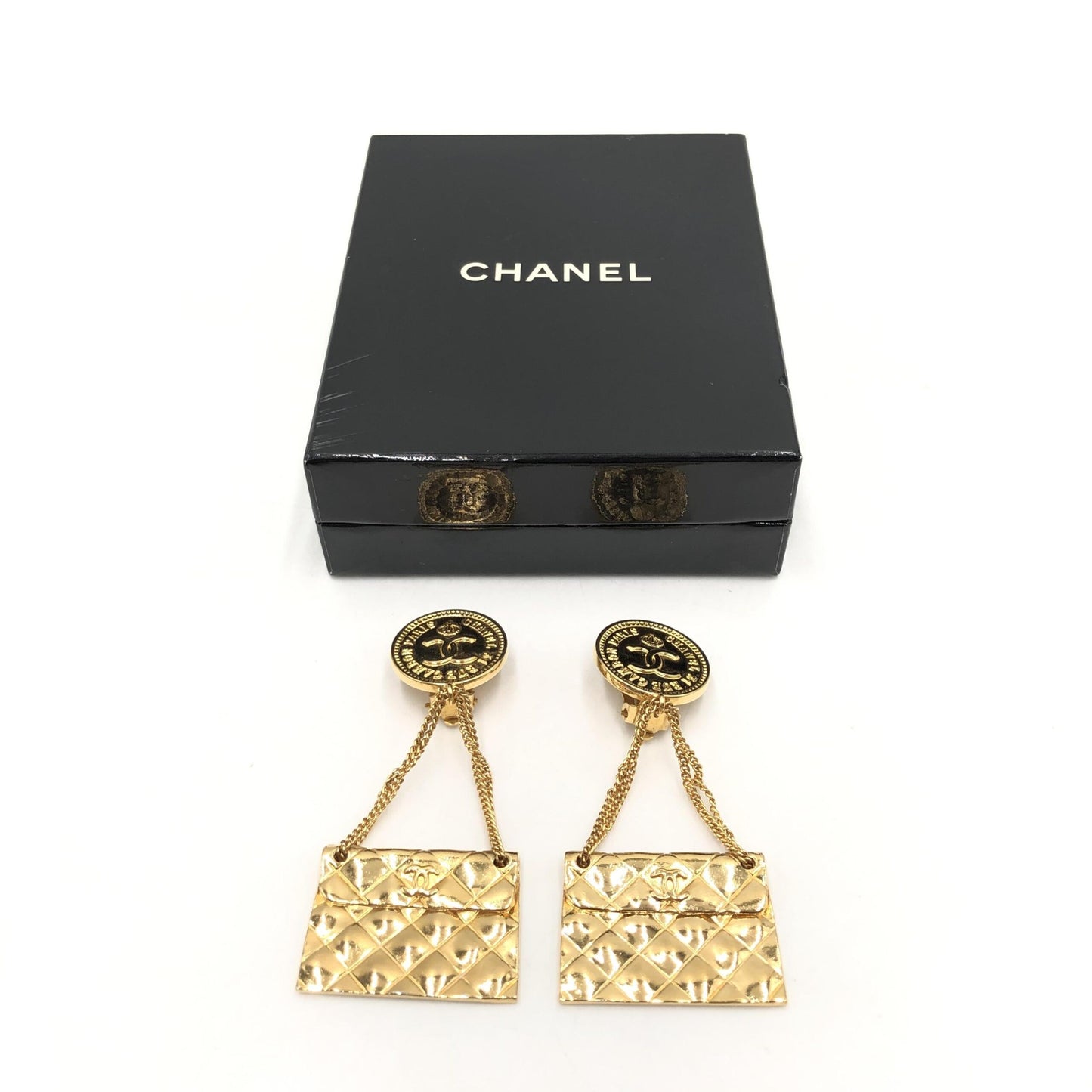 Bag Motif Clip-On Drop Earrings