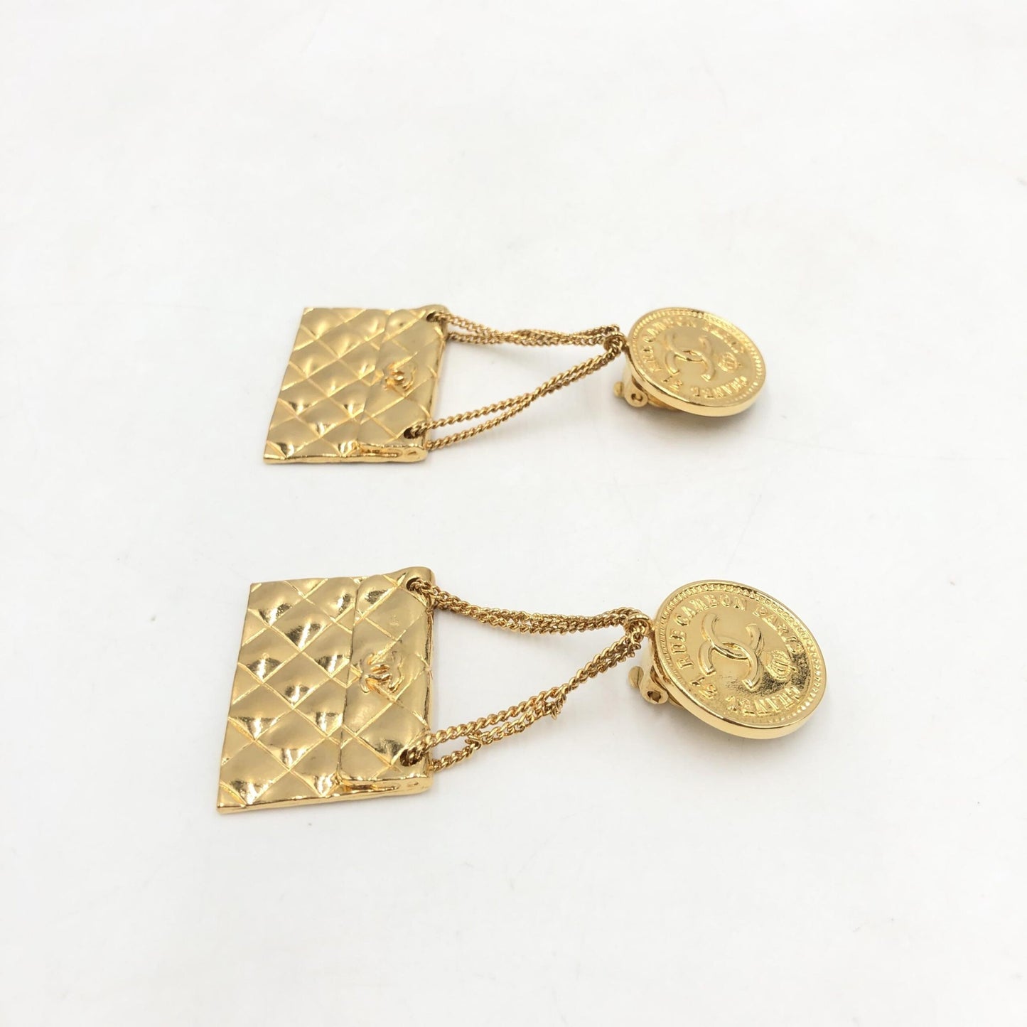 Bag Motif Clip-On Drop Earrings