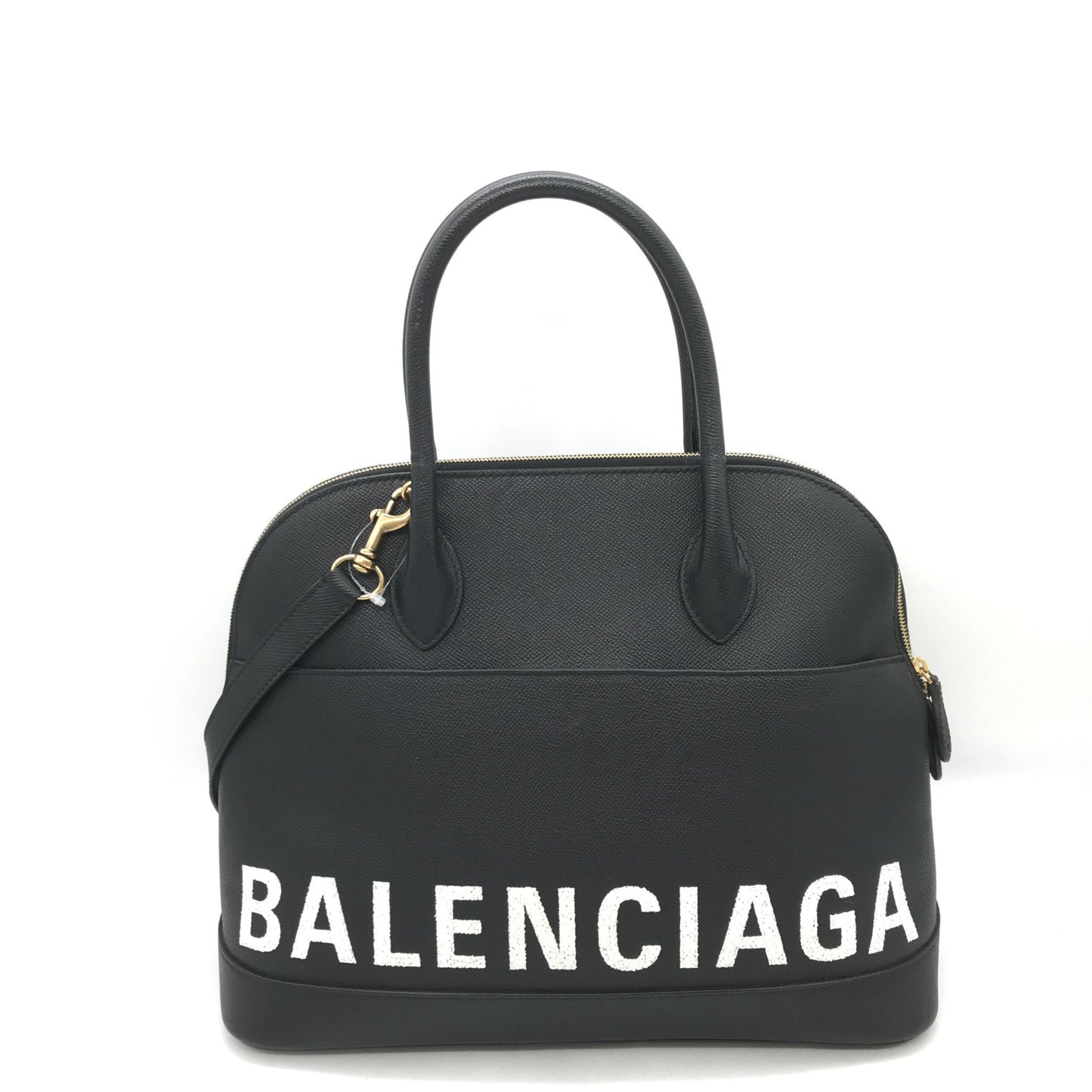 Black Grained Leather Ville Top Handle Bag