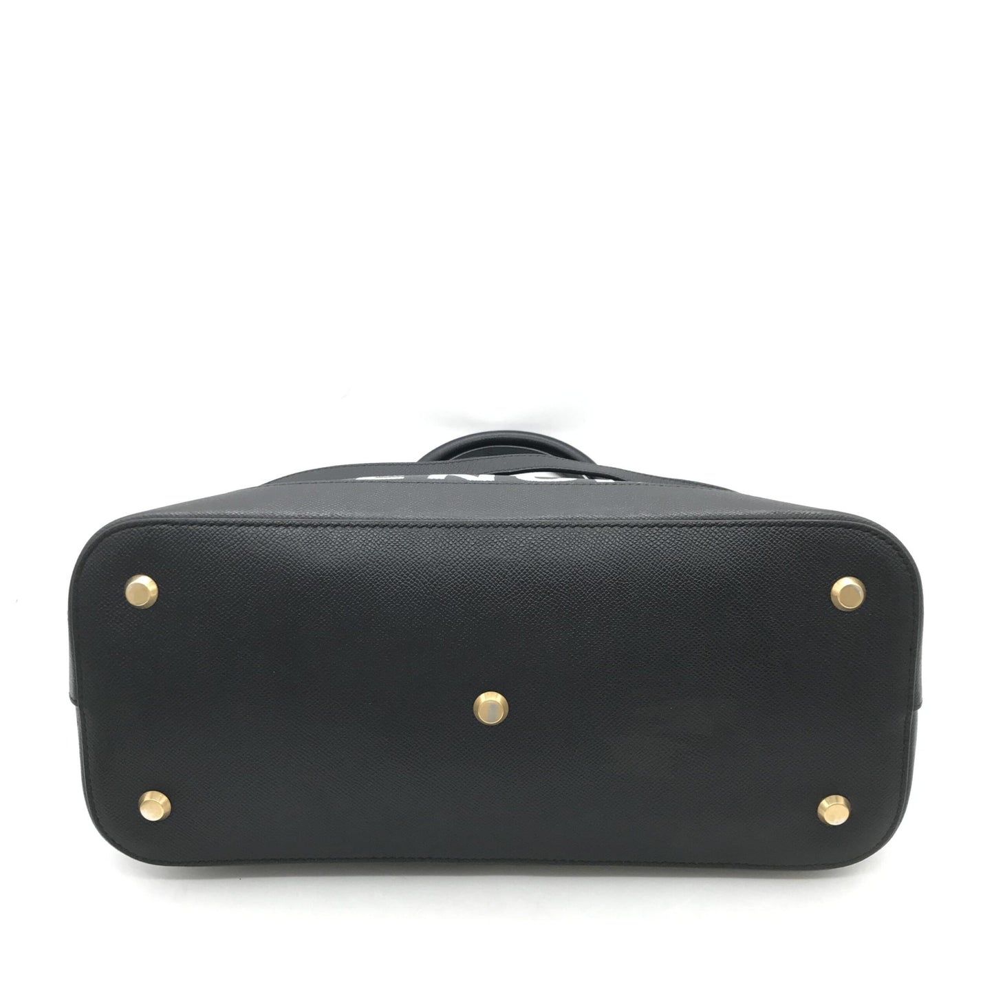 Black Grained Leather Ville Top Handle Bag