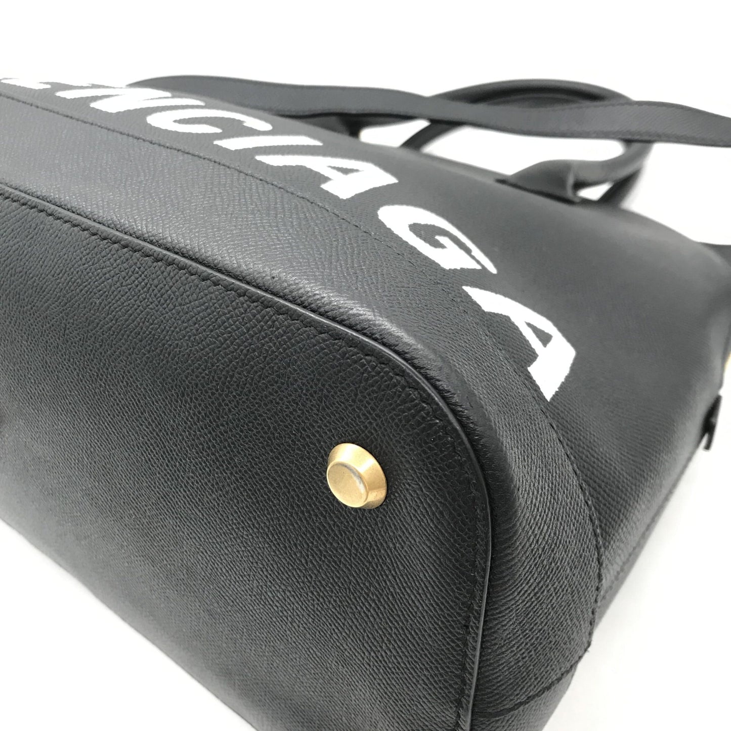 Black Grained Leather Ville Top Handle Bag
