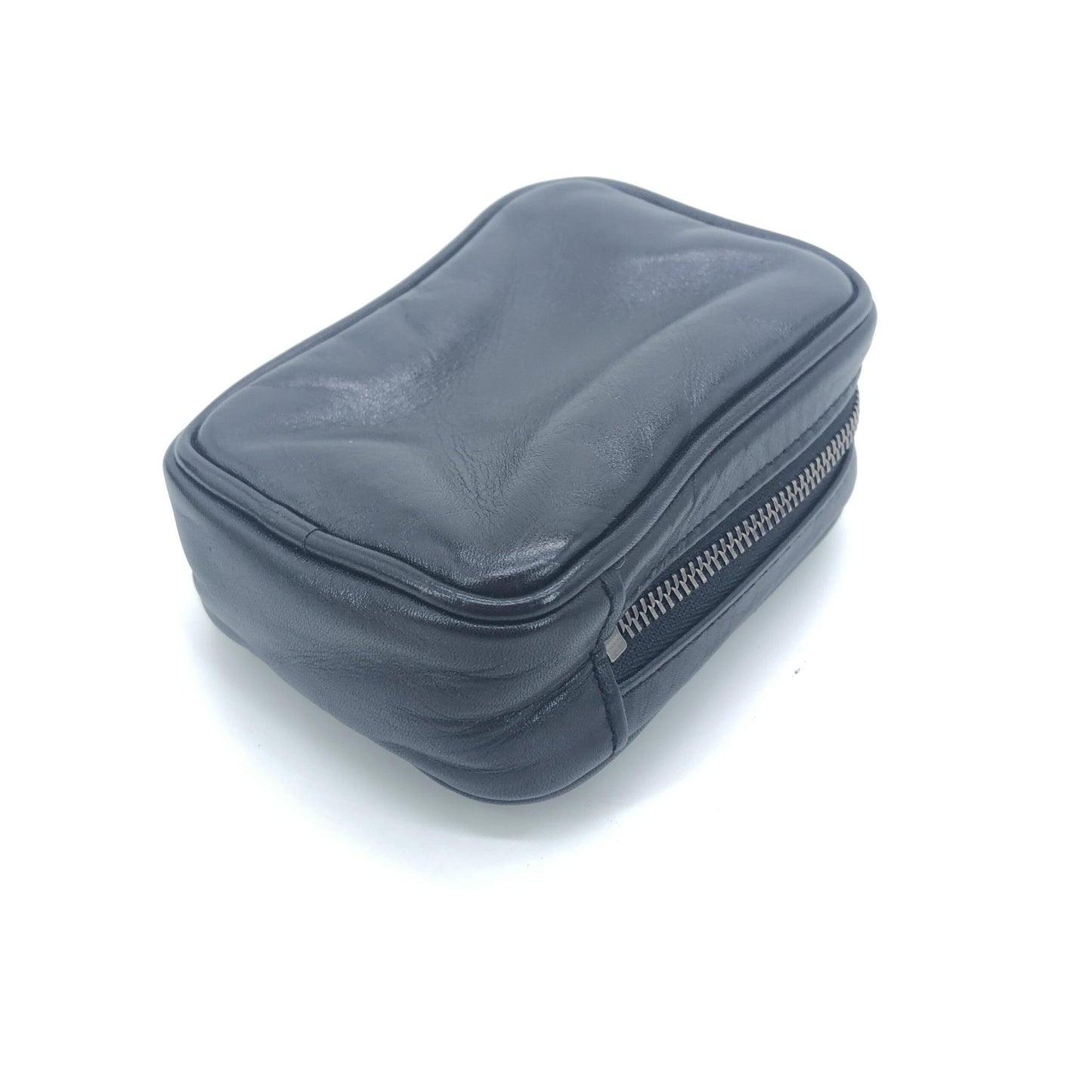 Black Leather Zippered Carrying Case