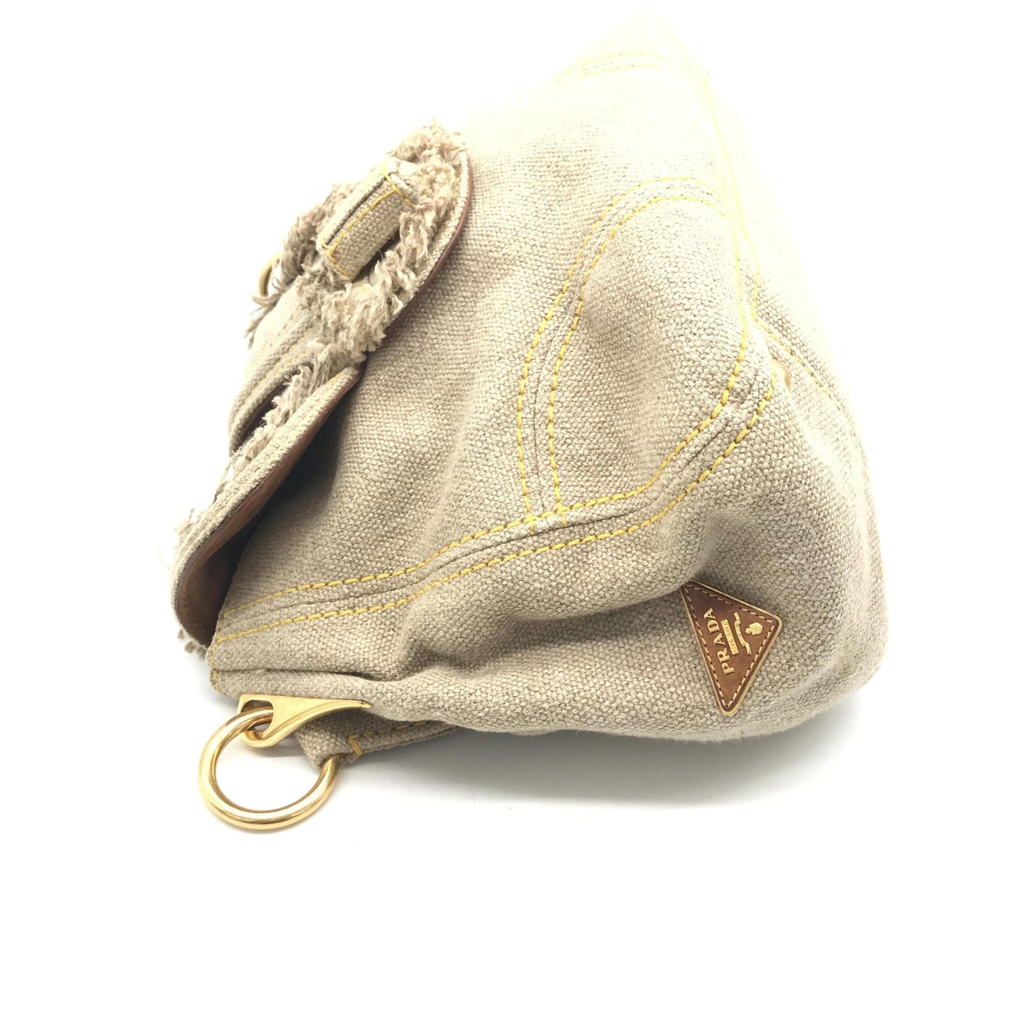Fringe Canvas Crossbody Handbag With Gold Accents