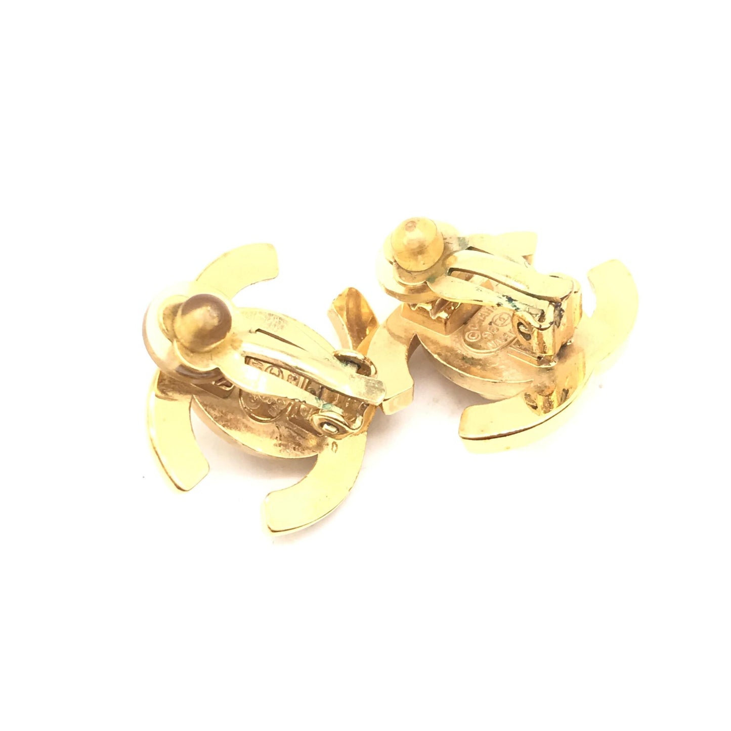Gold PLated CC Turnlock Clip-On Earrings