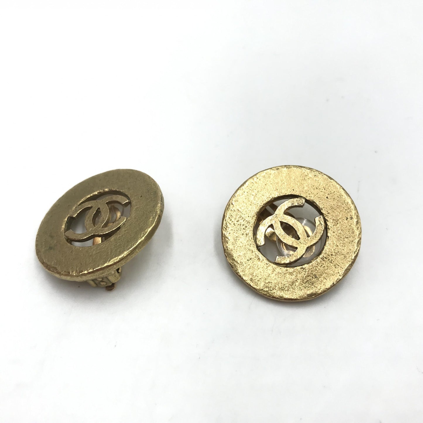 Gold Plated CC Logo Circular Earrings