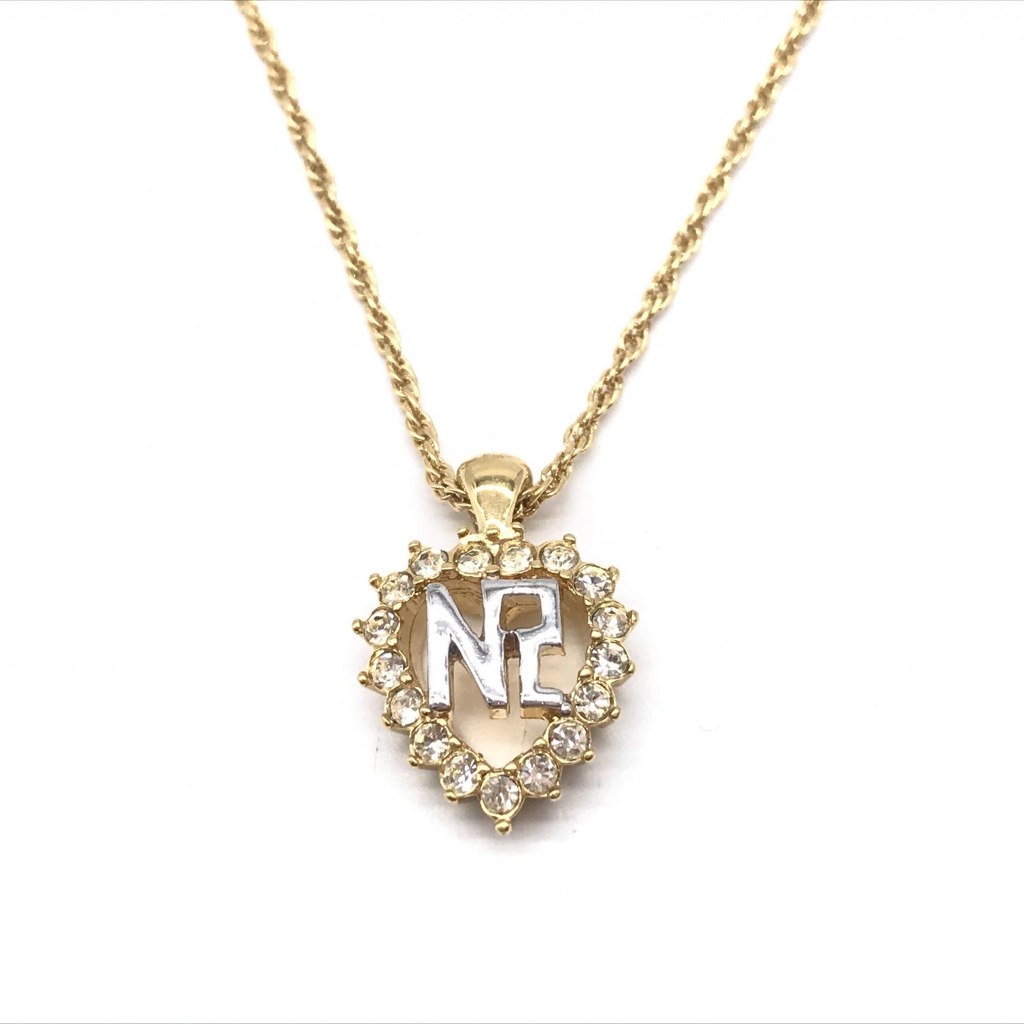 Gold Tone Pendant Necklace With Heart Design