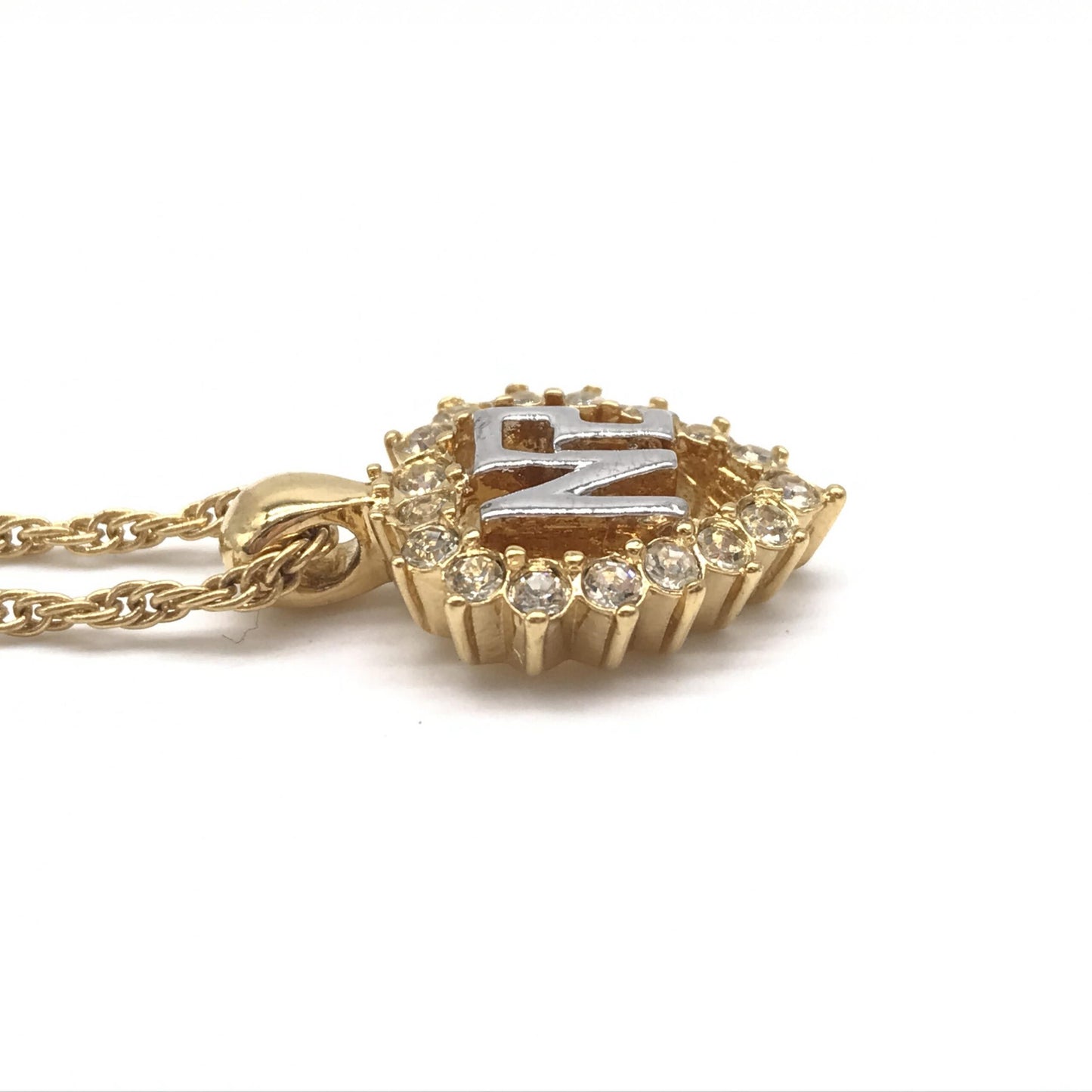 Gold Tone Pendant Necklace With Heart Design