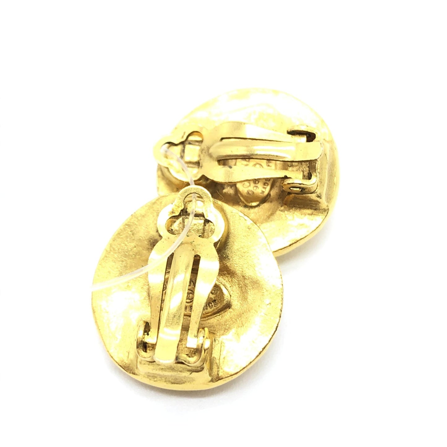 Gold Tone CC Clip-On Earrings
