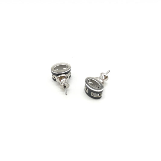 Mini Pop H Earrings In Black Enamel