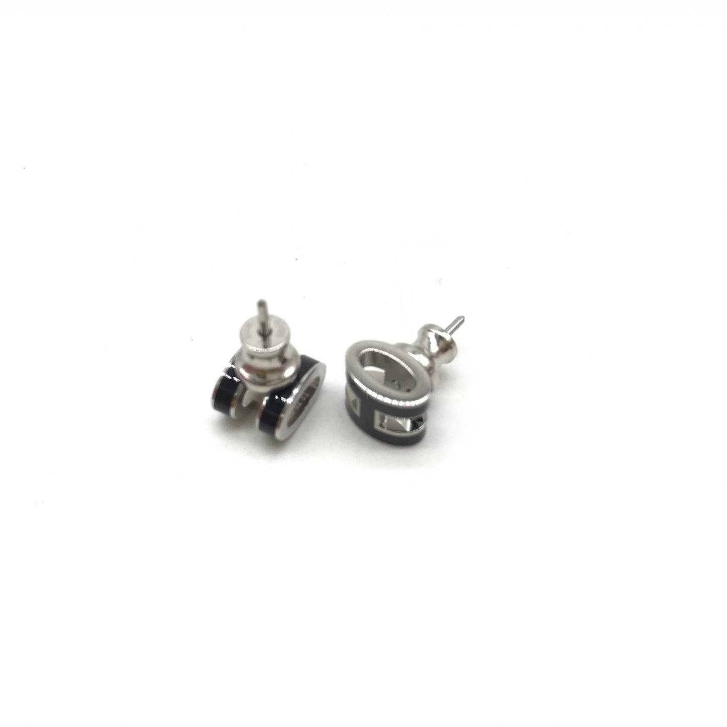 Mini Pop H Earrings In Black Enamel