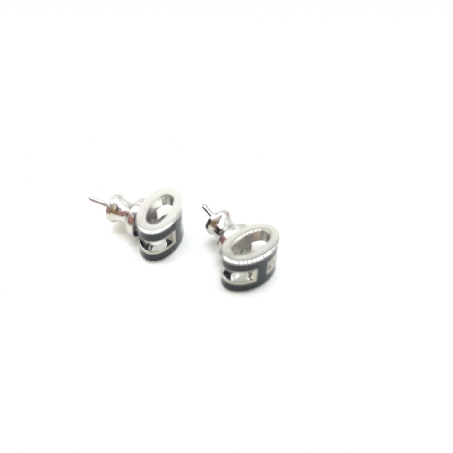 Mini Pop H Earrings In Black Enamel