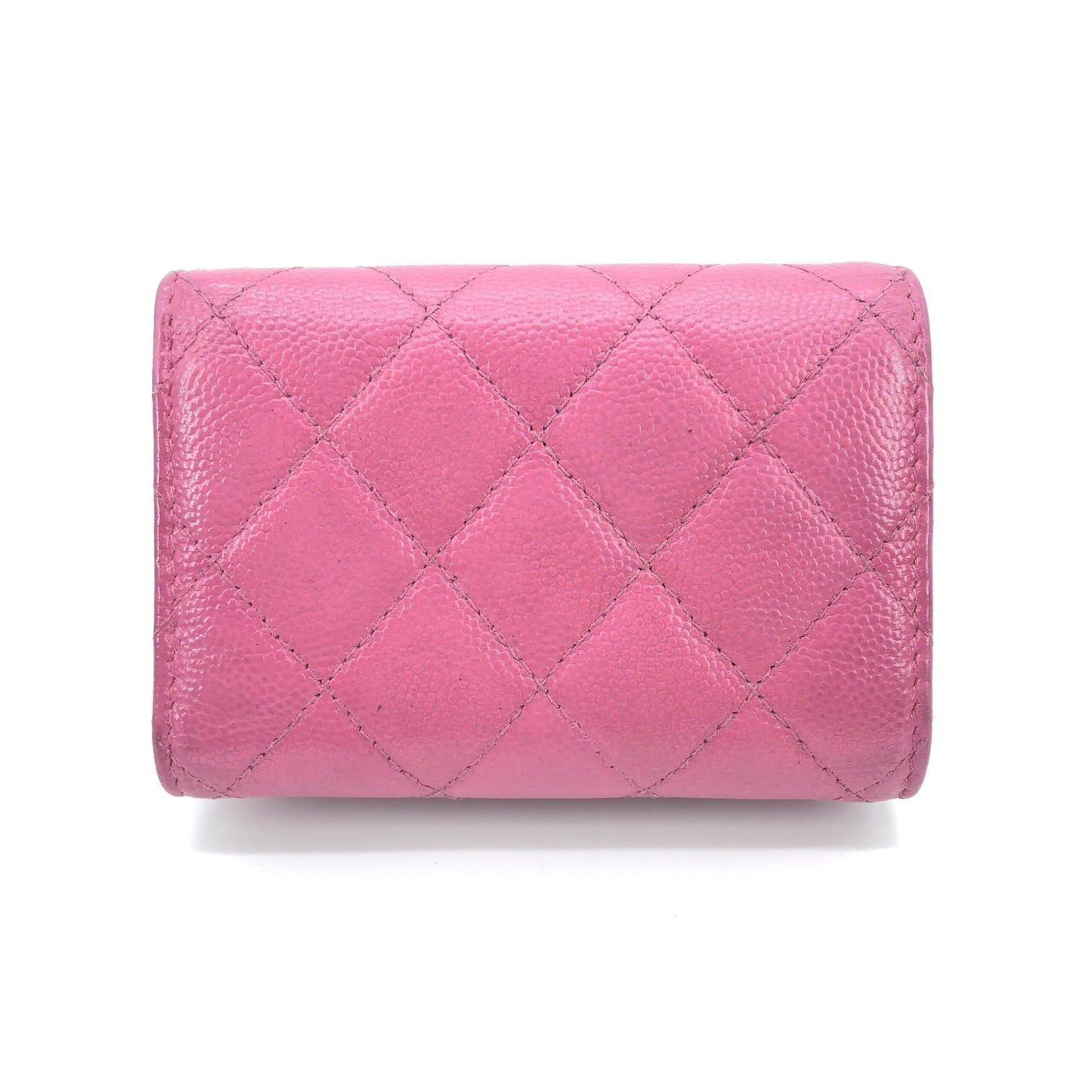 Pink Leather Quilted Flap Wallet