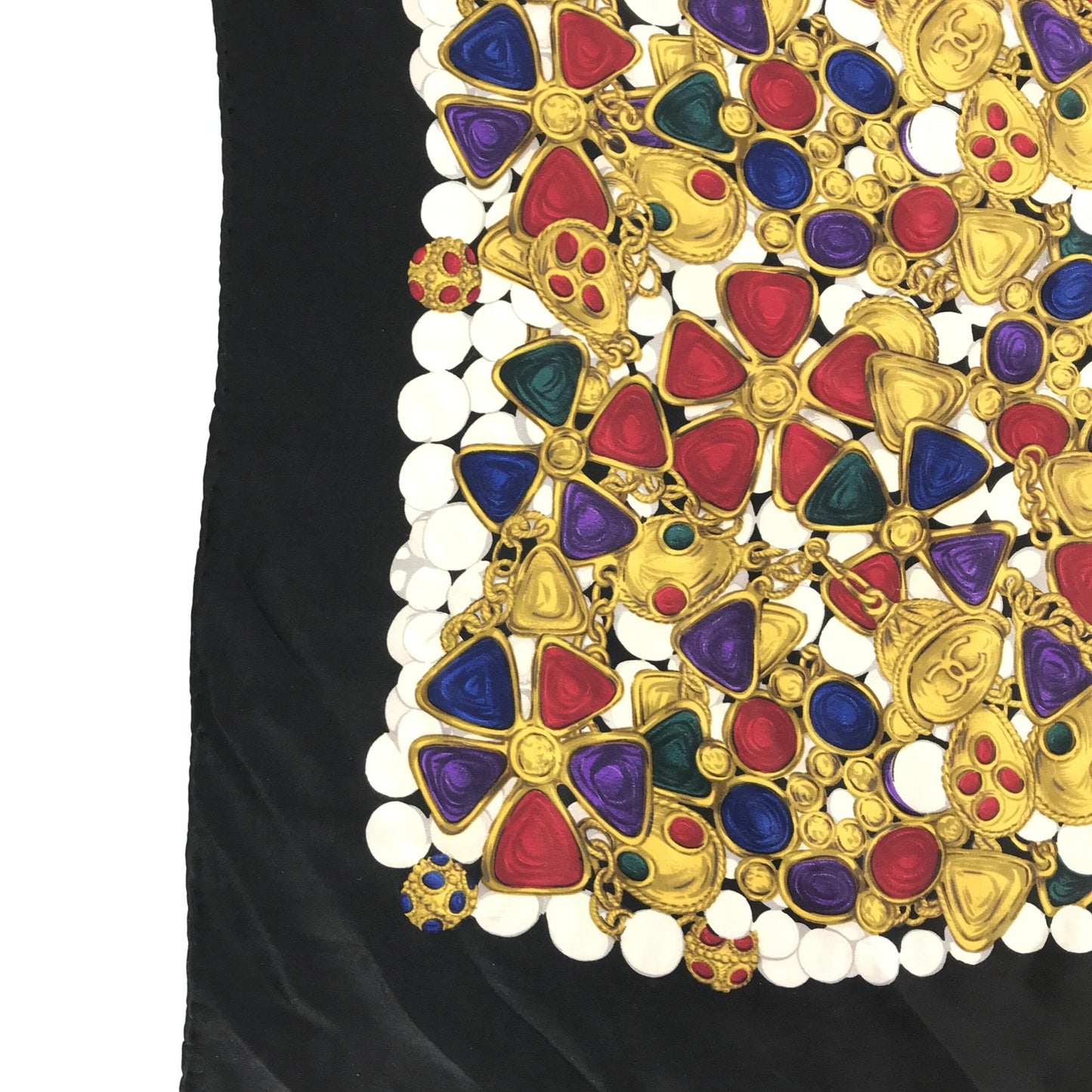 Silk Scarf With Vibrant Jewelry Print