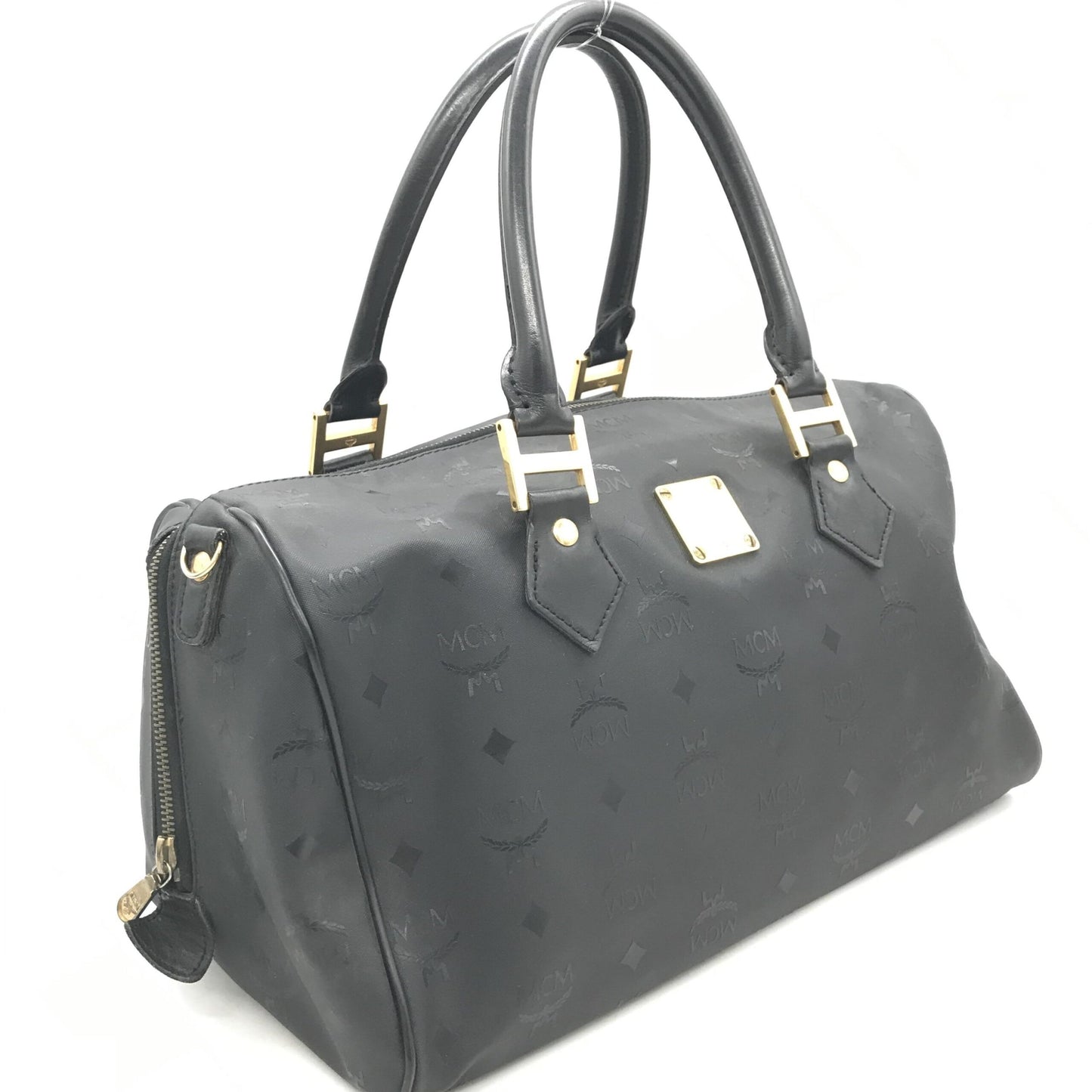 MCM Black Visetos Monogram Boston Bag