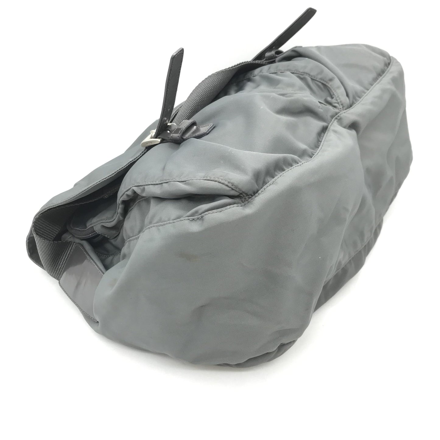 Gray Nylon Shoulder Bag With Straps