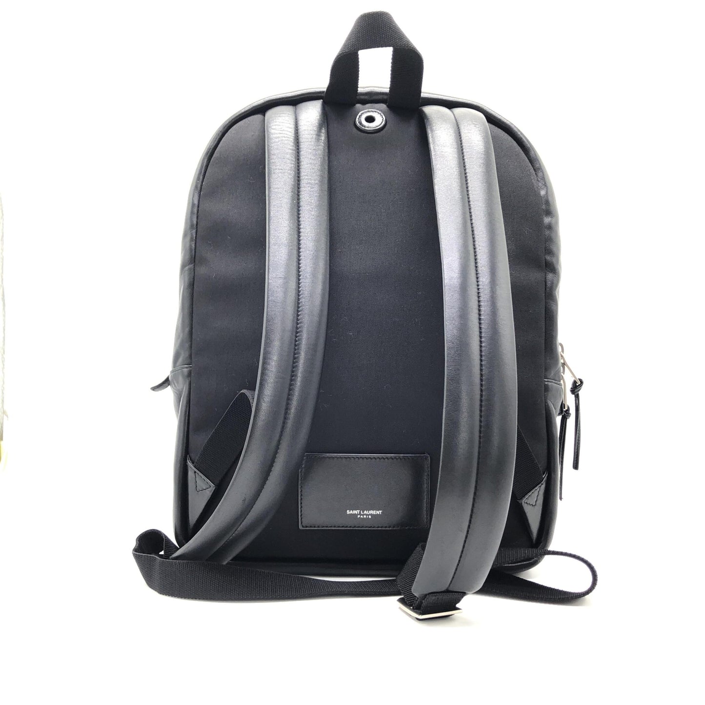 Black Leather City Backpack With Zipper
