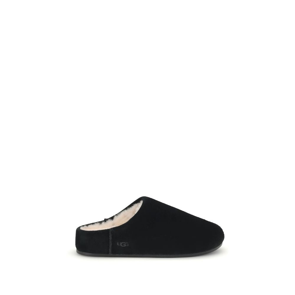 Black Leather Mules