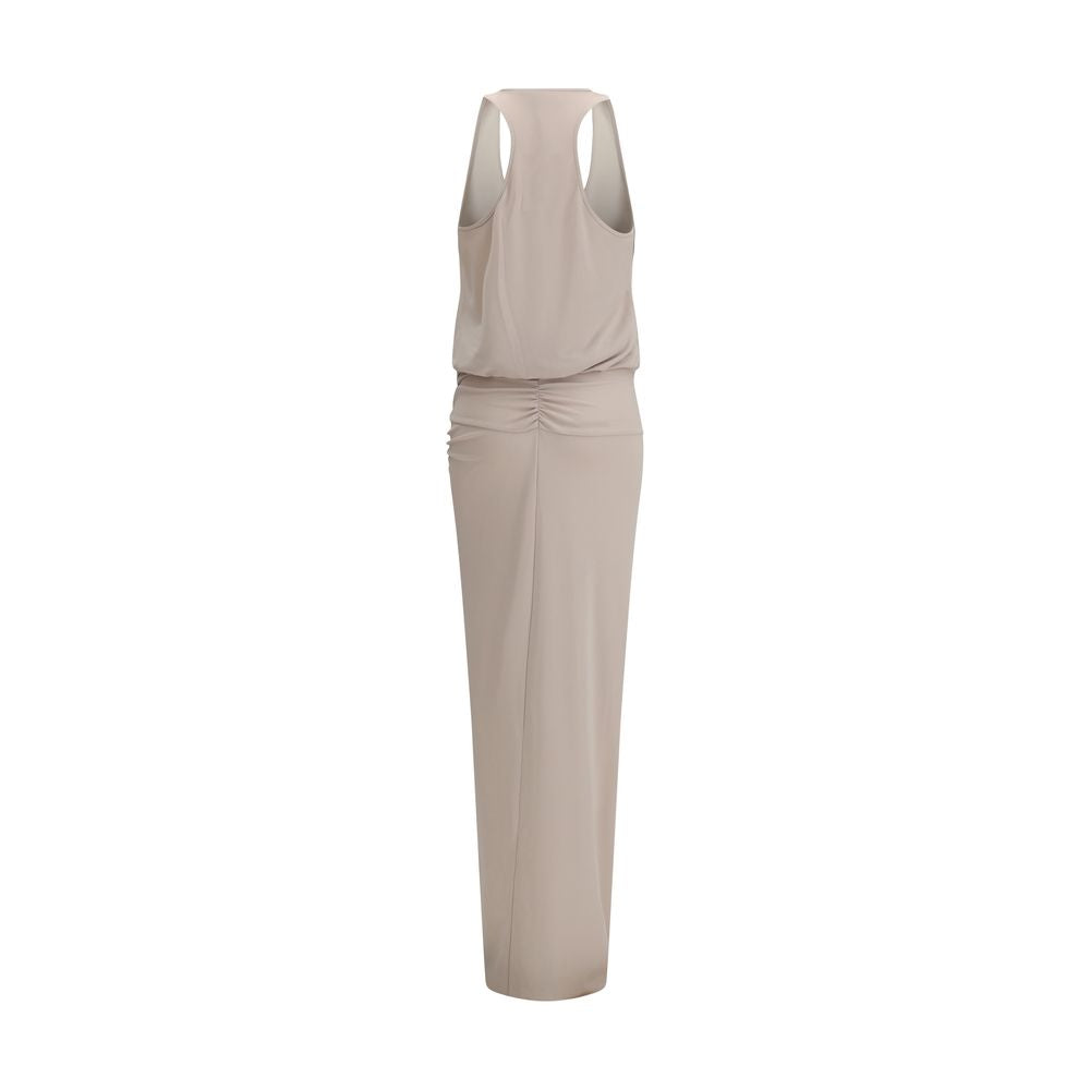Gray Polyester Long Dress
