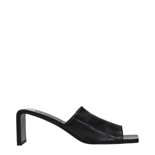 Black Leather Stiletto Heel Sandals