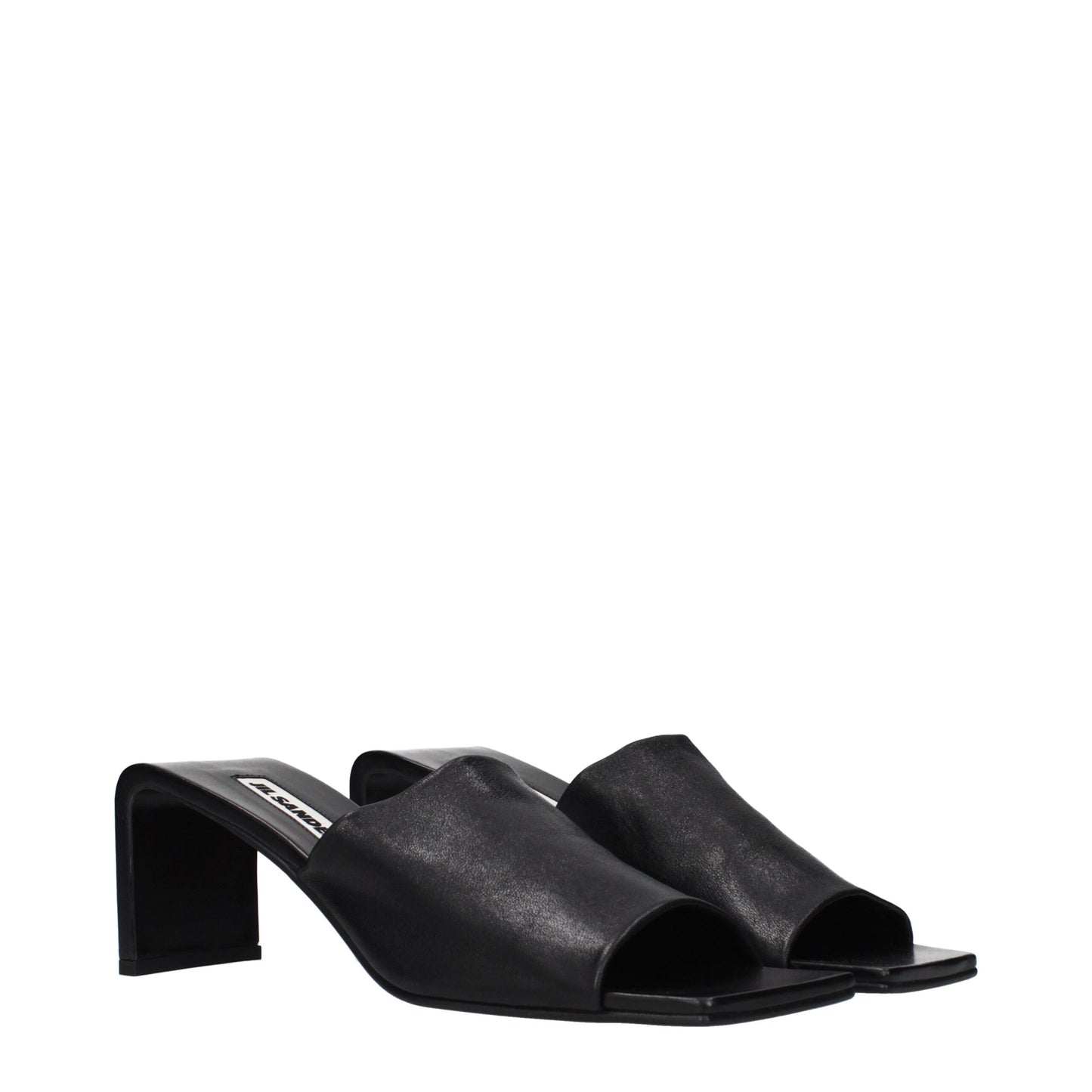 Black Leather Stiletto Heel Sandals