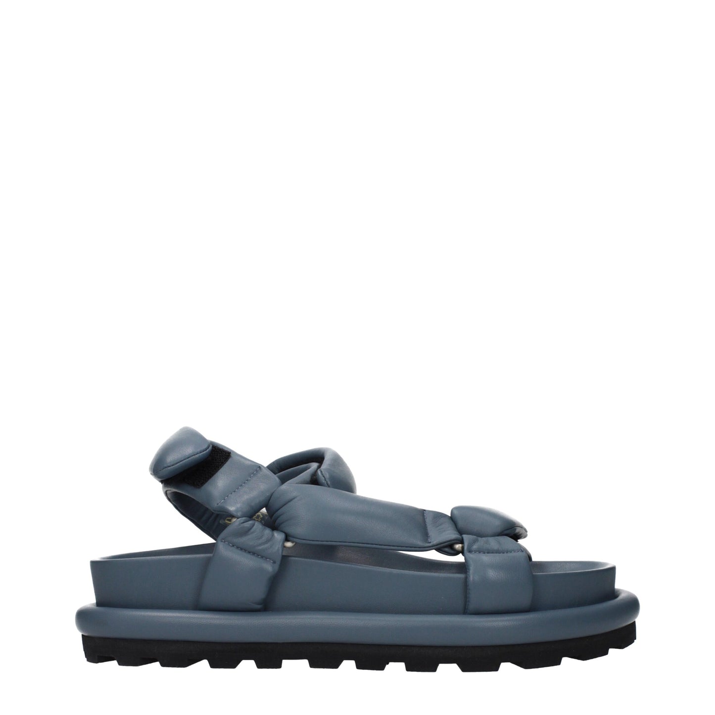 Gray Leather Platform Sandals