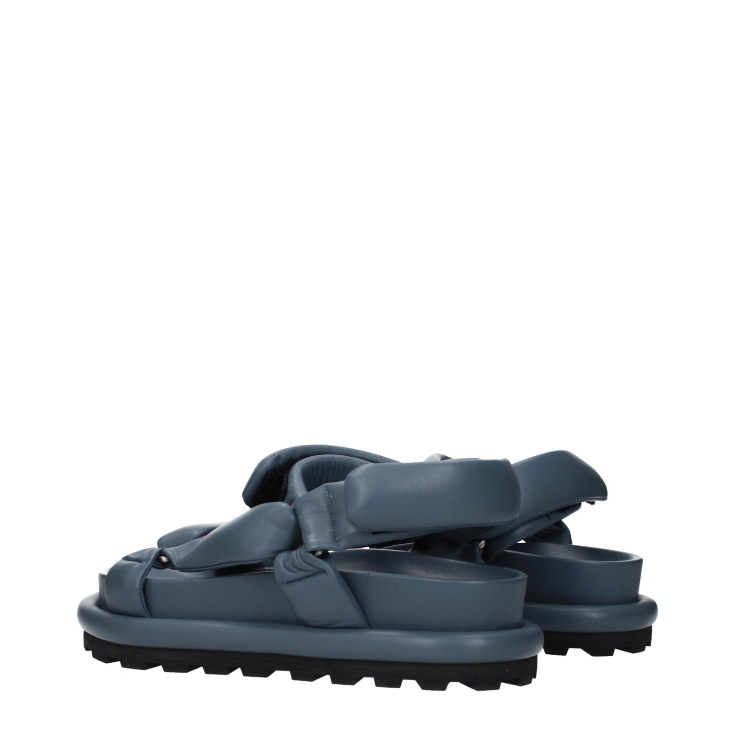 Gray Leather Platform Sandals