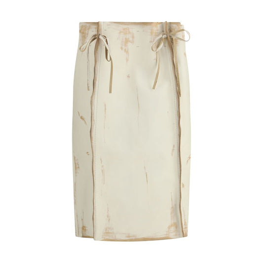 White Leather Midi Skirt