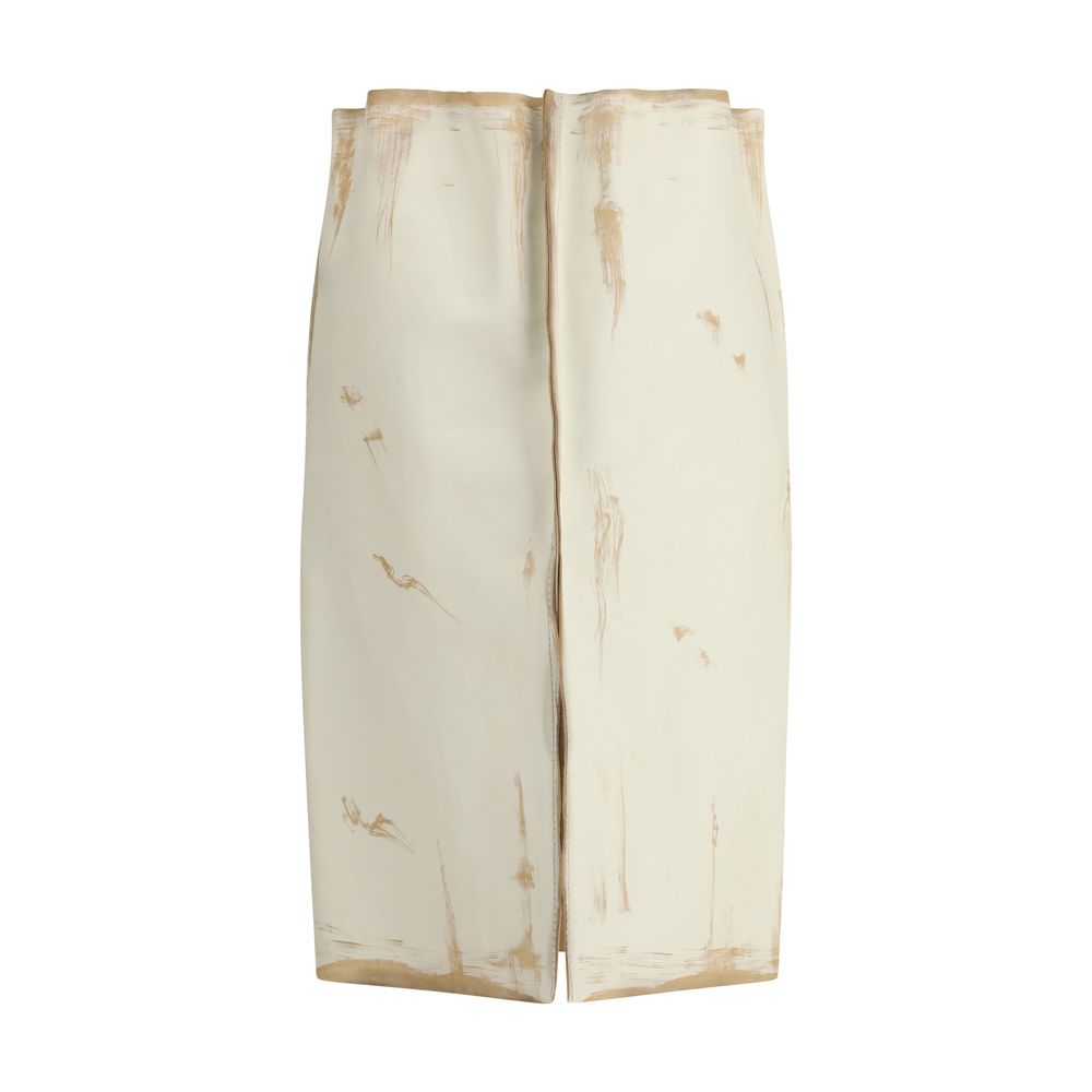 White Leather Midi Skirt