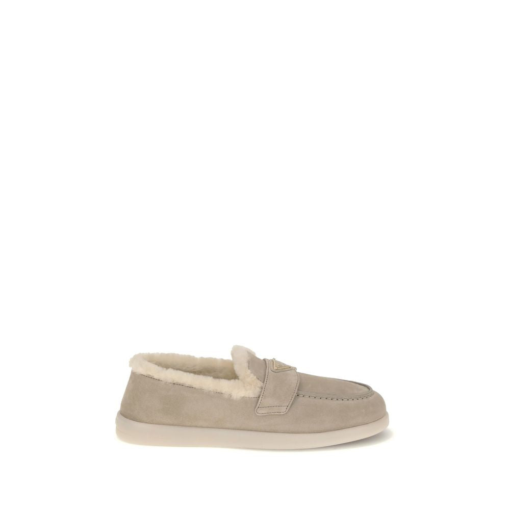 Beige Calf Leather Bos Taurus Slip-On Loafers