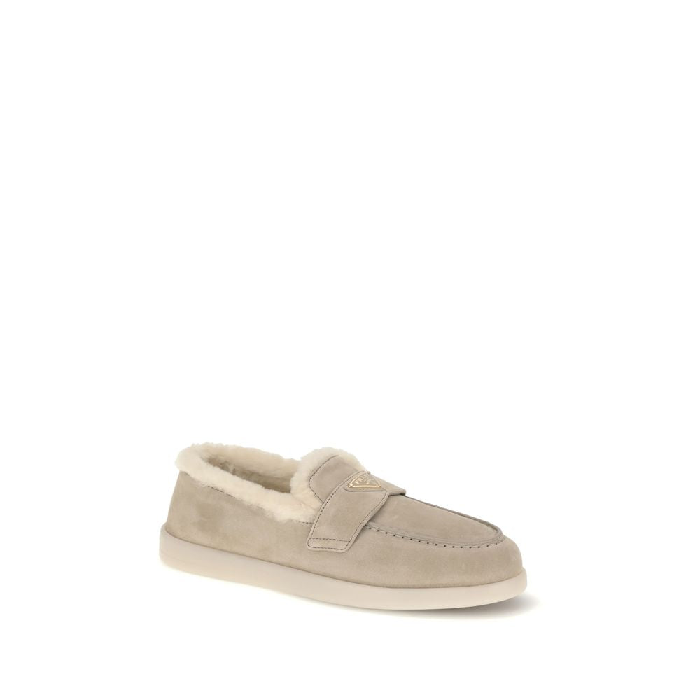 Beige Calf Leather Bos Taurus Slip-On Loafers