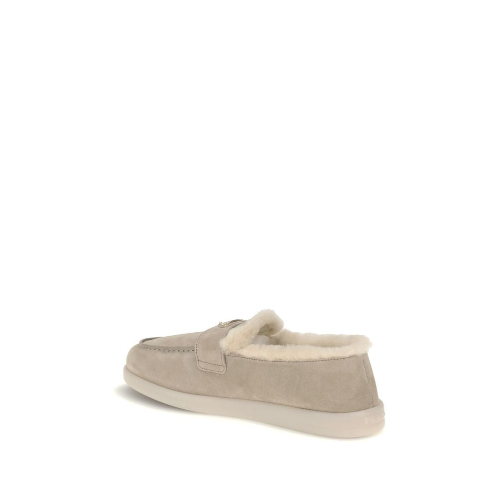 Beige Calf Leather Bos Taurus Slip-On Loafers