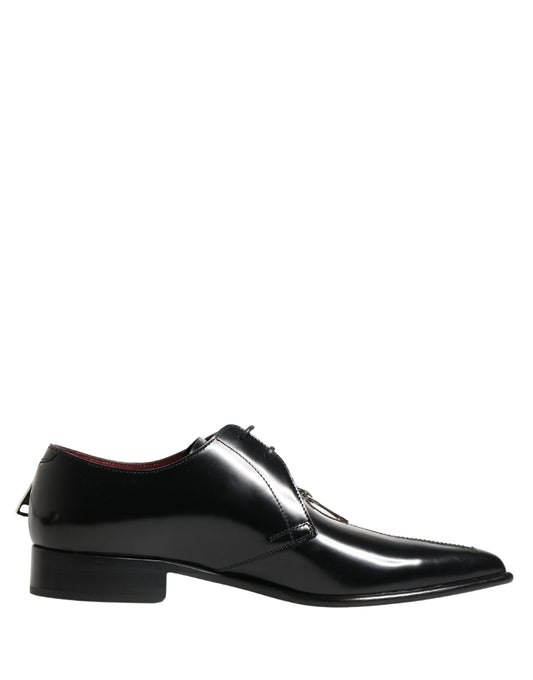 Men Black Lace-Up Leather Zip Dress Derby Shoes