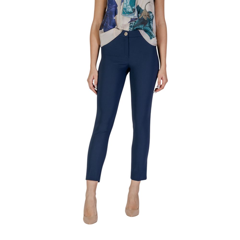 Blue Polyester Dress Pants