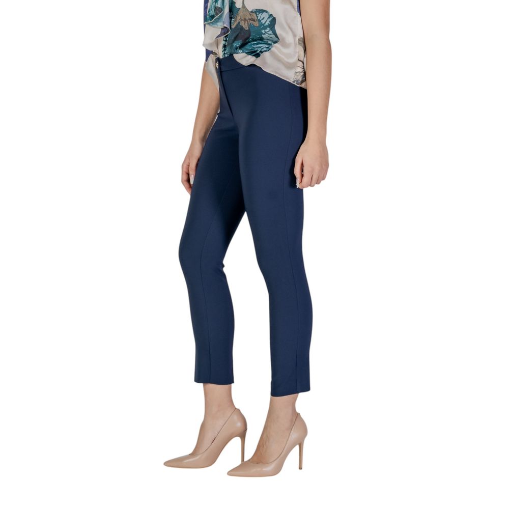 Blue Polyester Dress Pants