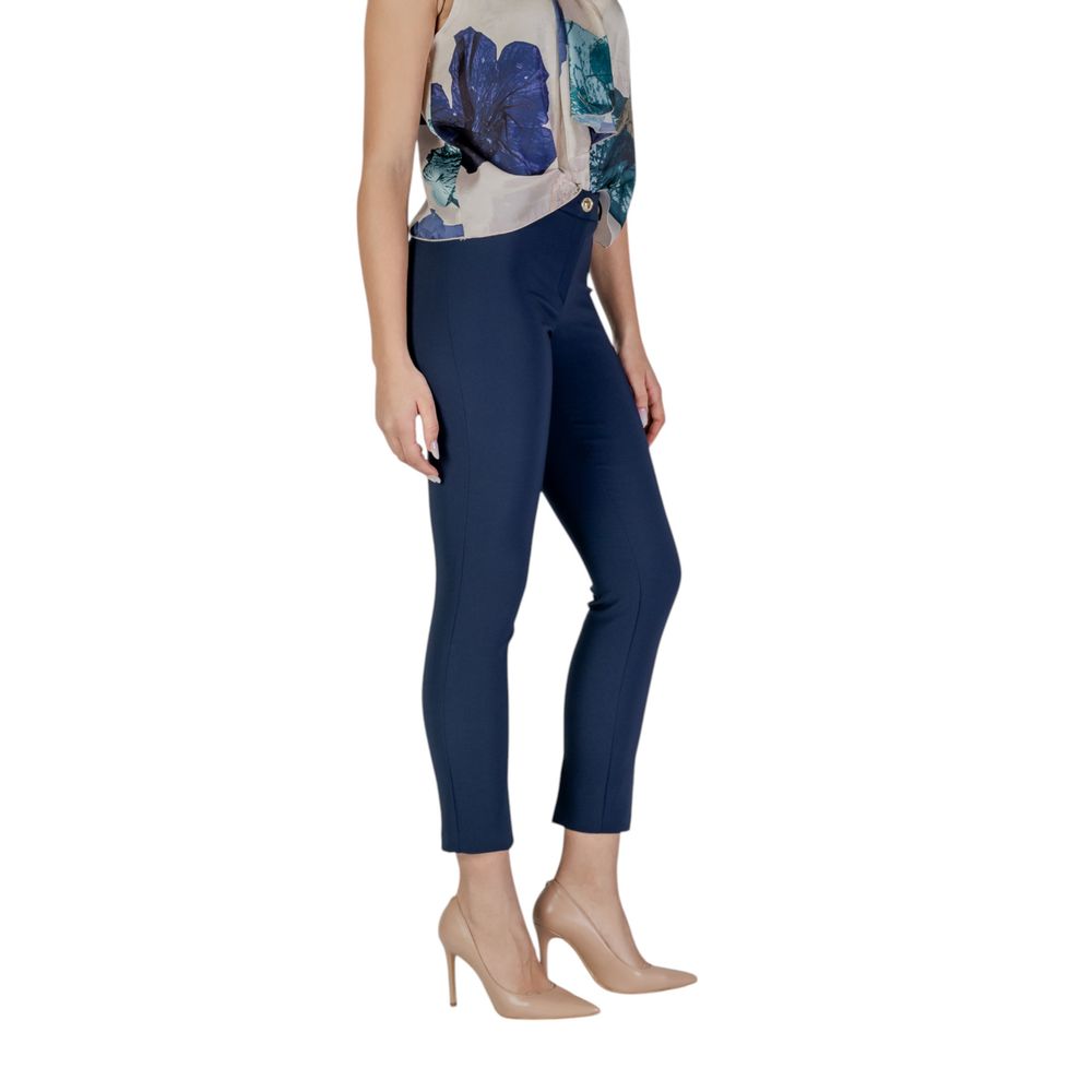 Blue Polyester Dress Pants