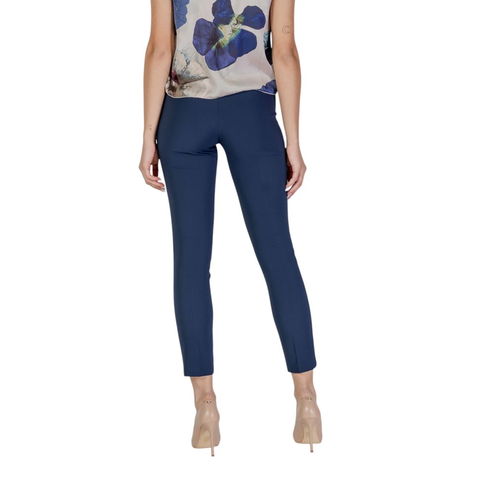 Blue Polyester Dress Pants