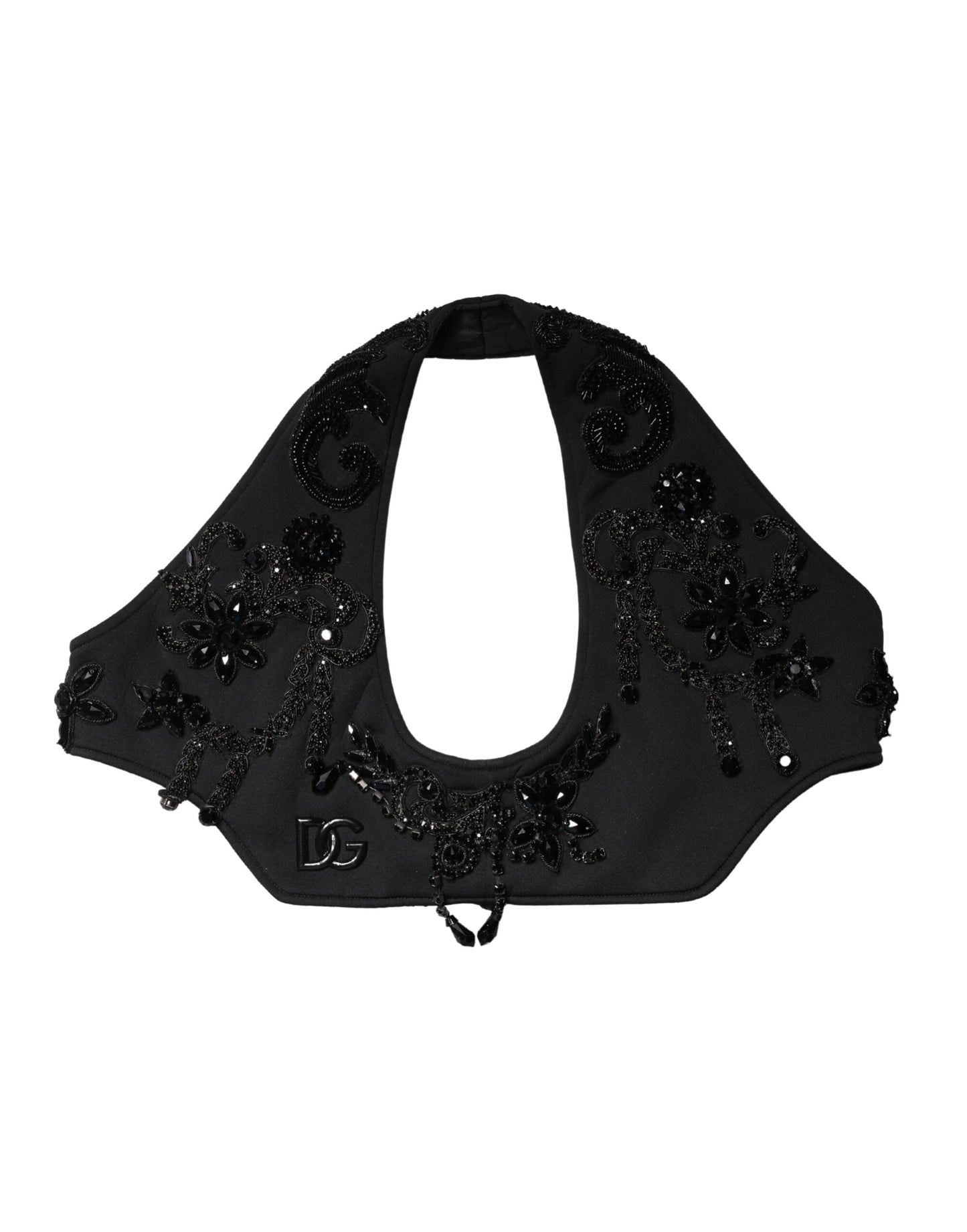 Black Crystal Embellished Crop Waistcoat One Size Vest