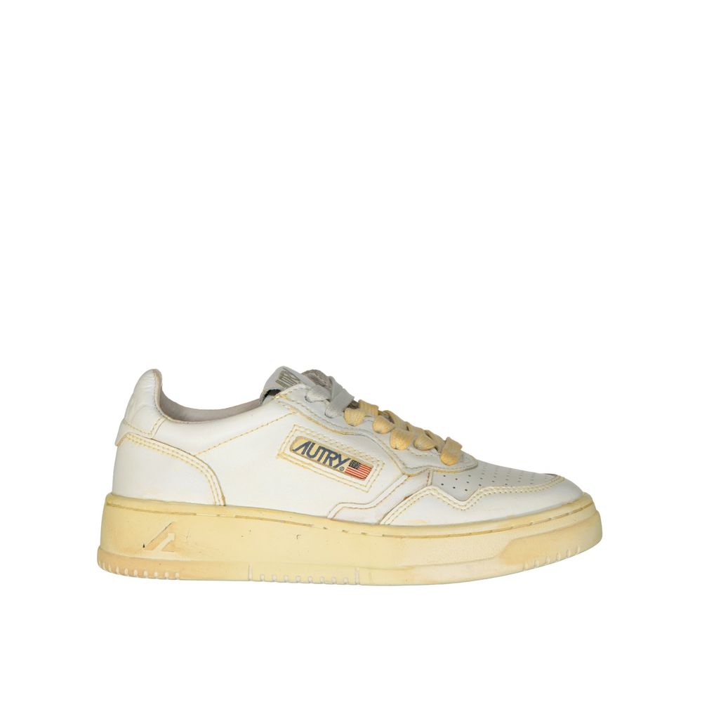 White Leather Low Top Sneakers