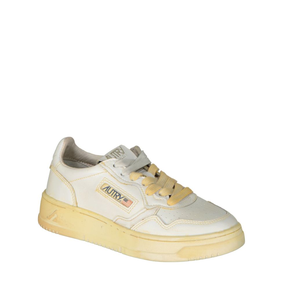 White Leather Low Top Sneakers