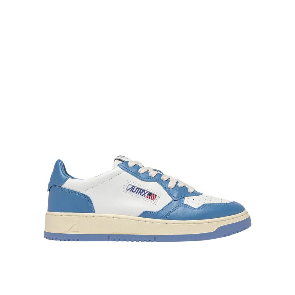 Blue Leather Low Top Sneakers