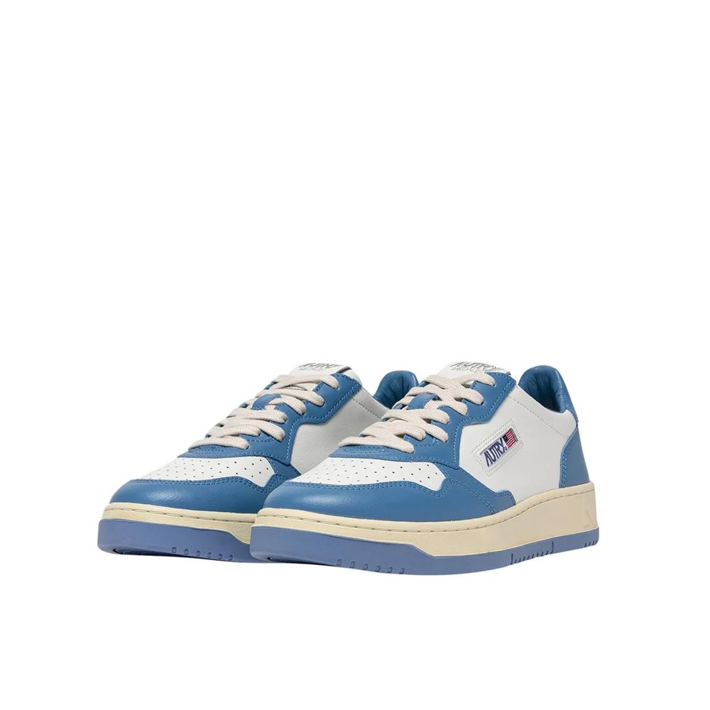 Blue Leather Low Top Sneakers