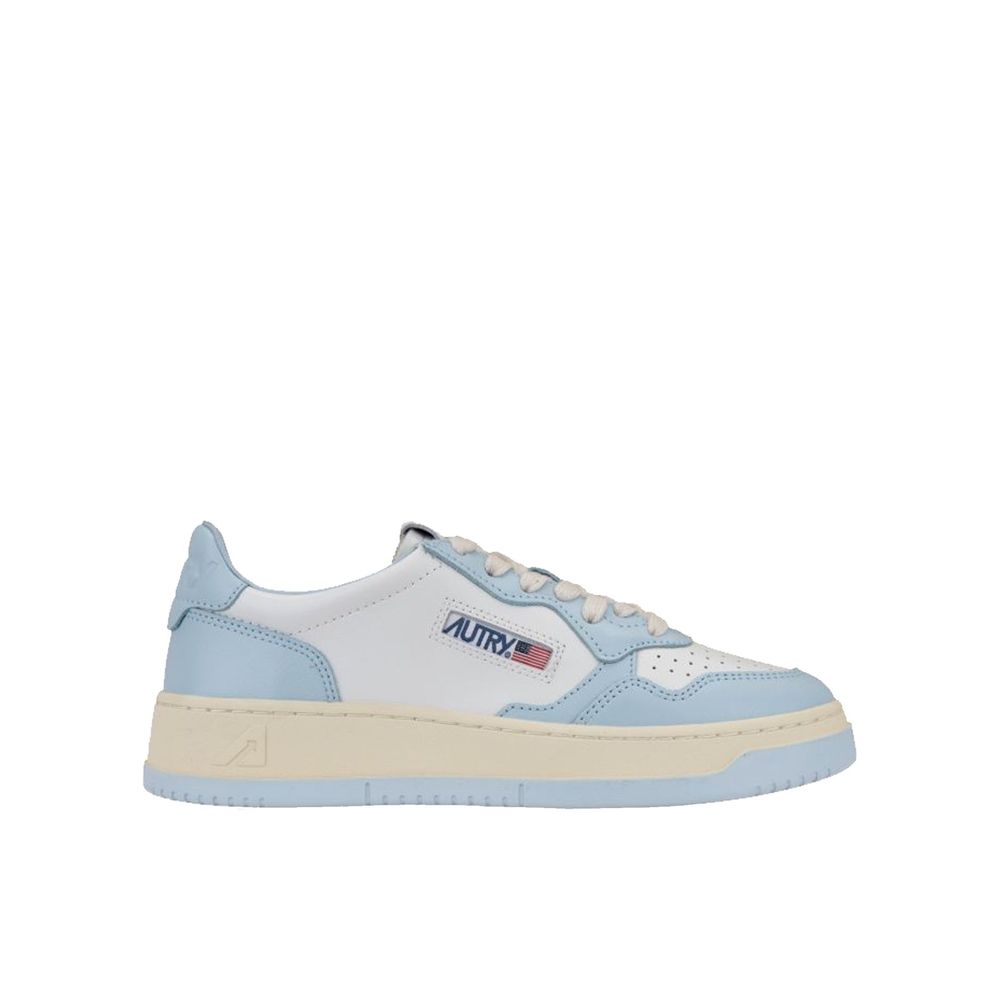 Blue Leather Low Top Sneakers
