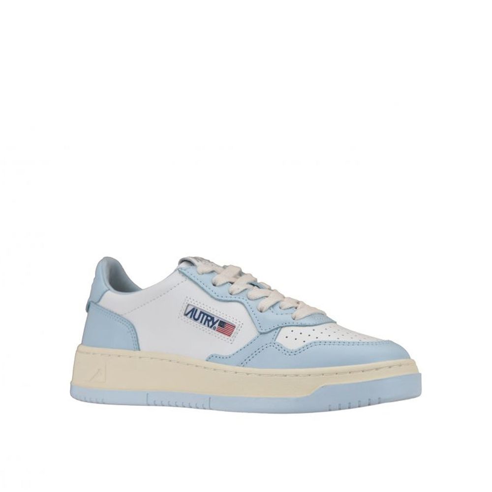 Blue Leather Low Top Sneakers