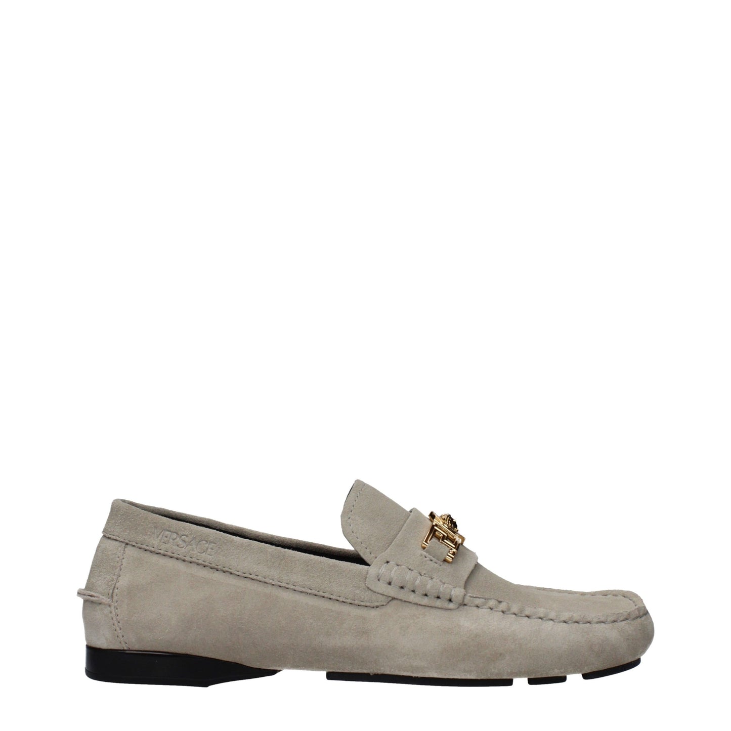Gray Leather Slip-On Loafers