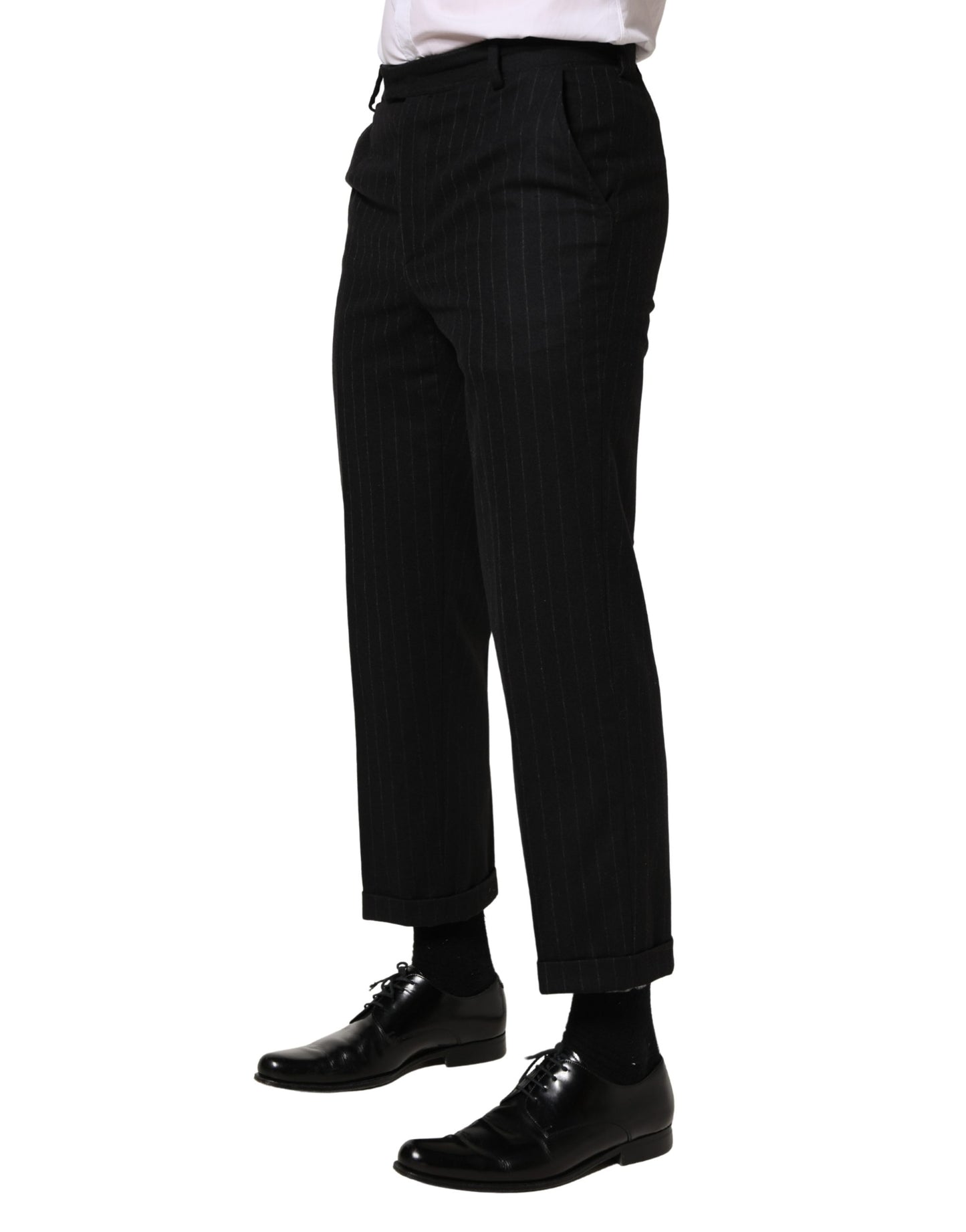 Black Stripes Wool Dress Formal Trouser Pants