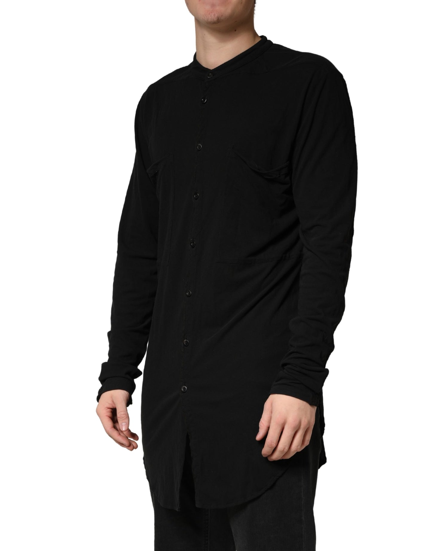 Black Button Down Long Sleeves Men Cardigan Sweater