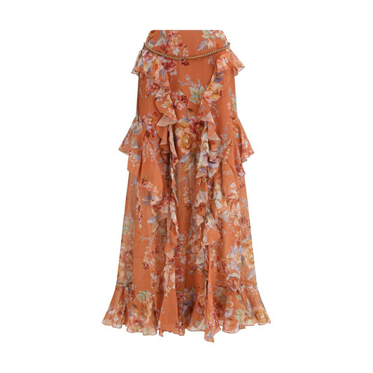 Orange Cotton Long Skirt