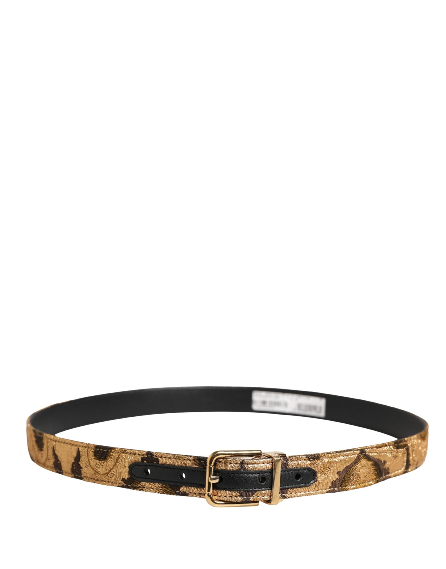Beige Acetate Leather Gold Metal Buckle Belt